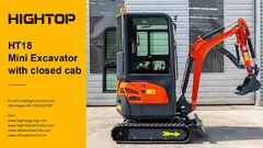 Miniexcavadora Hightop HT18 con cabina cerrada
